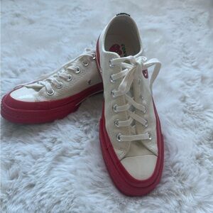 Converse Off-White and Red Low-Tops
